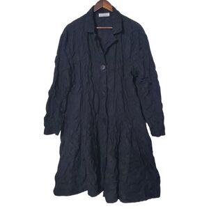 Transparente Oversized Crinkle Black Jacket Size XL Lagenlook Swing Drape Womens